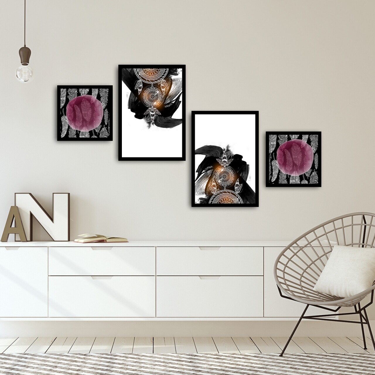 Set 4 tablouri decorative, Alpha Wall, In my Dreams, 30x30/35x50 cm - imagine 3